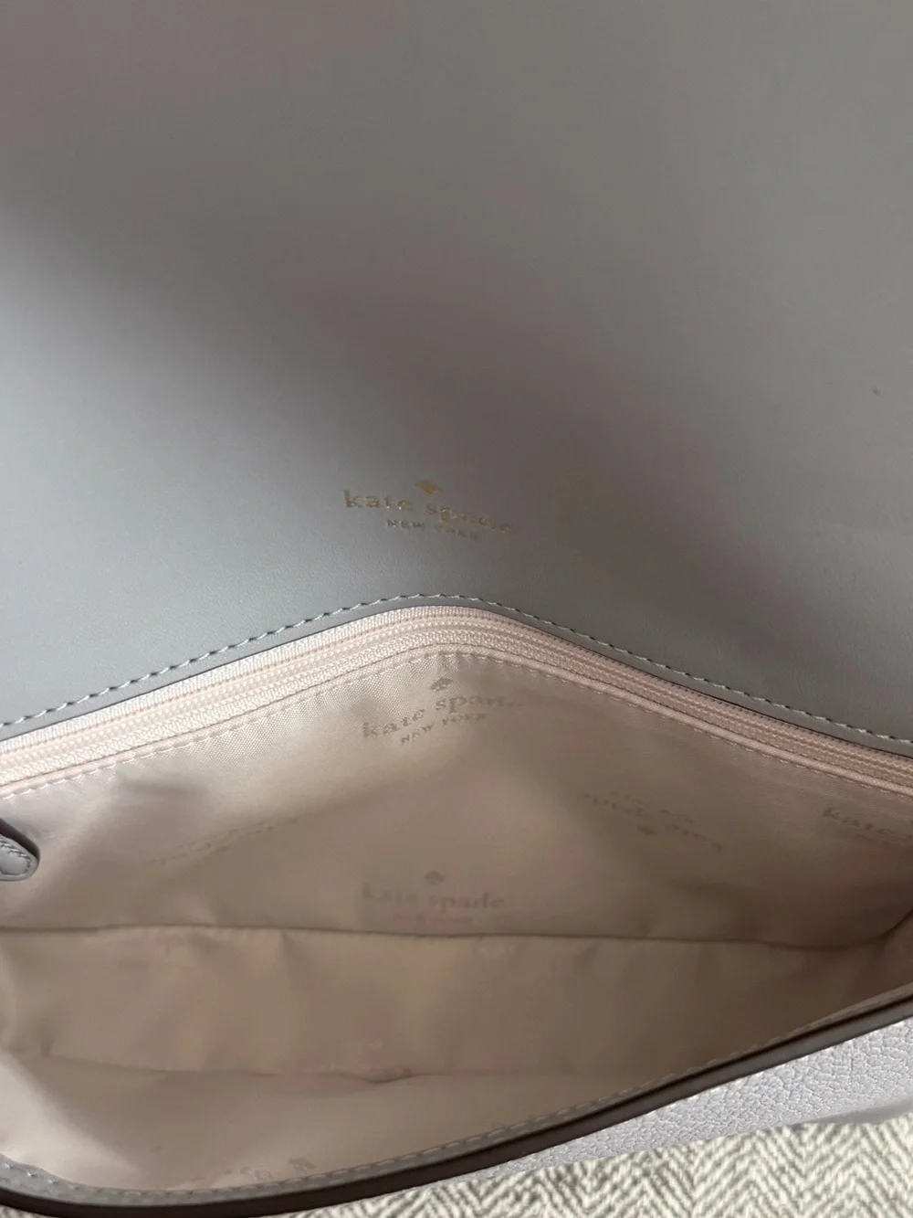 kate spade Two-Tone Gray and Cream Pebbled Leather Crossbody